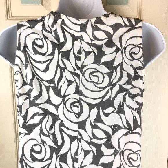 Womens MSK Small Oscar Sequins Floral Halter Style Ruffle Dress Grey & White S - Picture 6 of 12